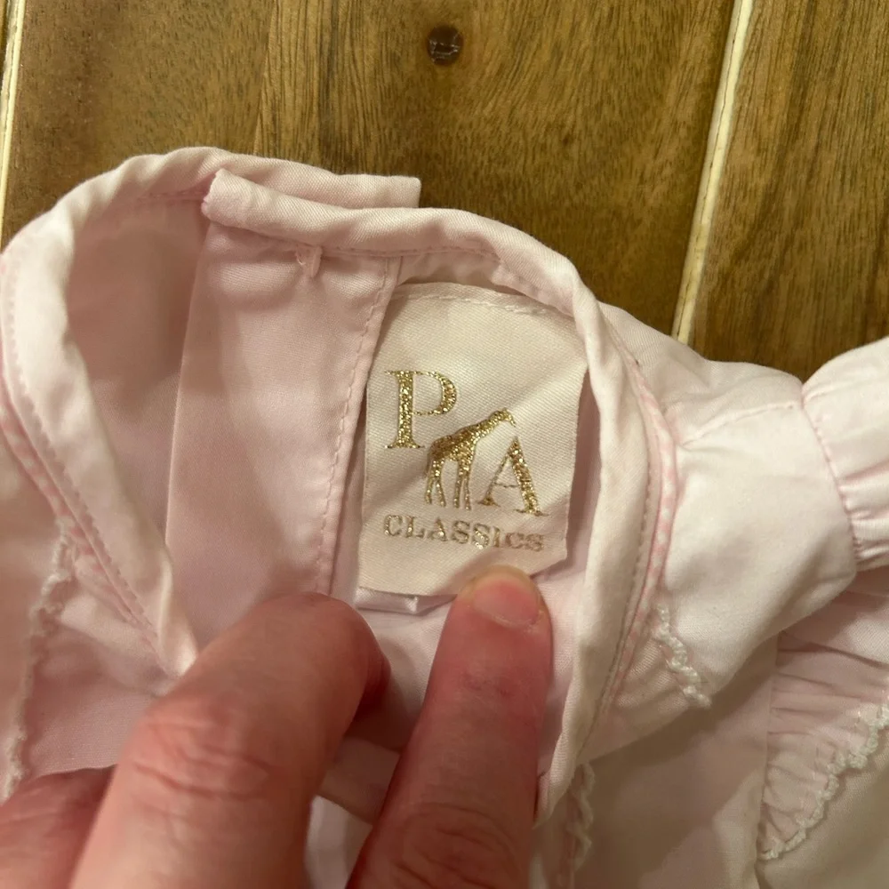 PA CLASSICS Soft Pink Pleated Flutter Sleeved‎ Dress . 6months.